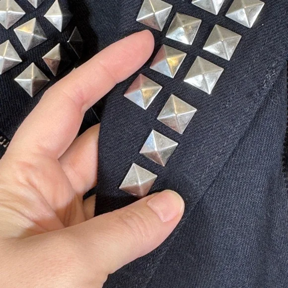 Milwaukee Leather Black Denim Studded Moto Jean Jacket Women XL Bikercore Grunge - Picture 7 of 9